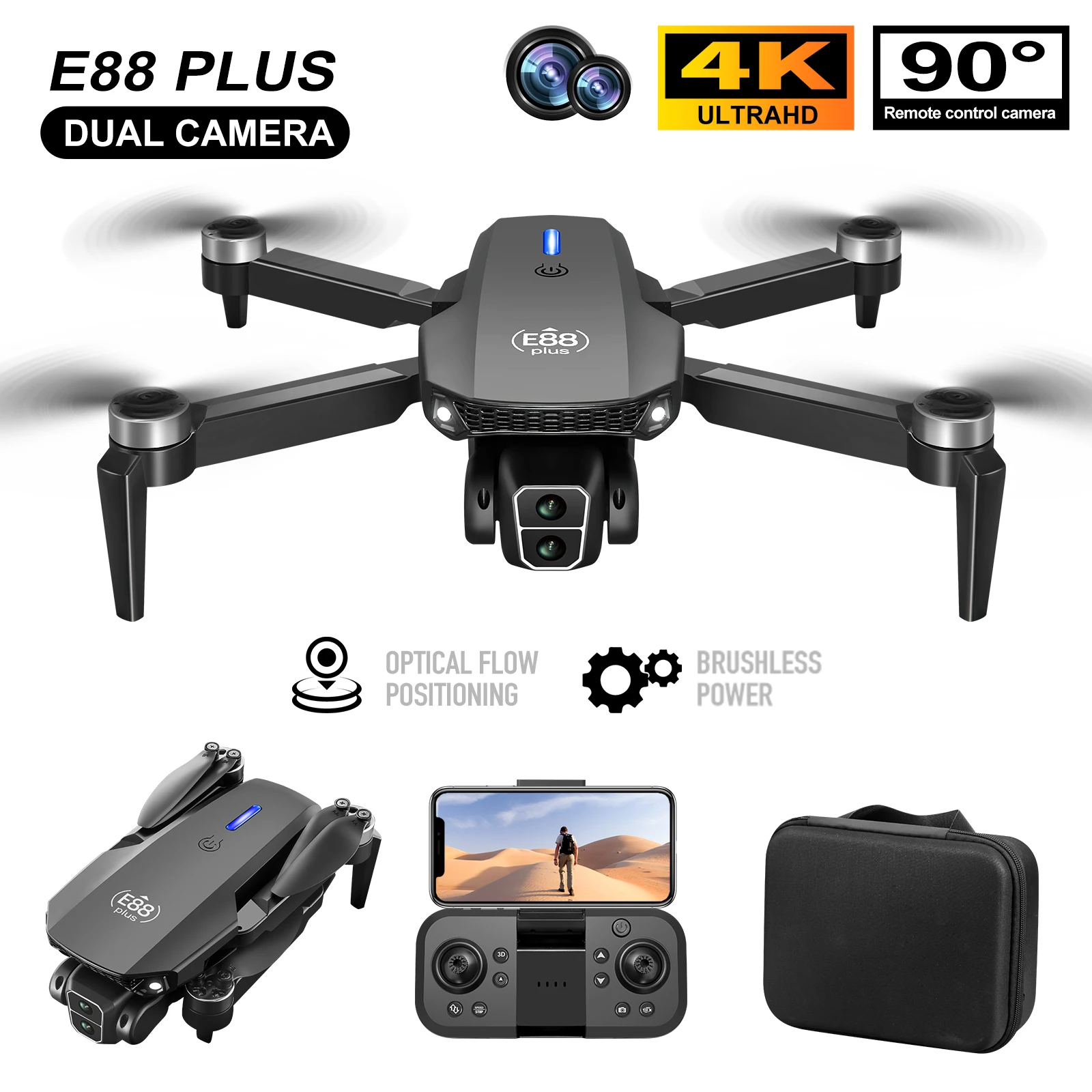 New E88 Plus Quadcopter Drone: - Drone Lidar review and price
